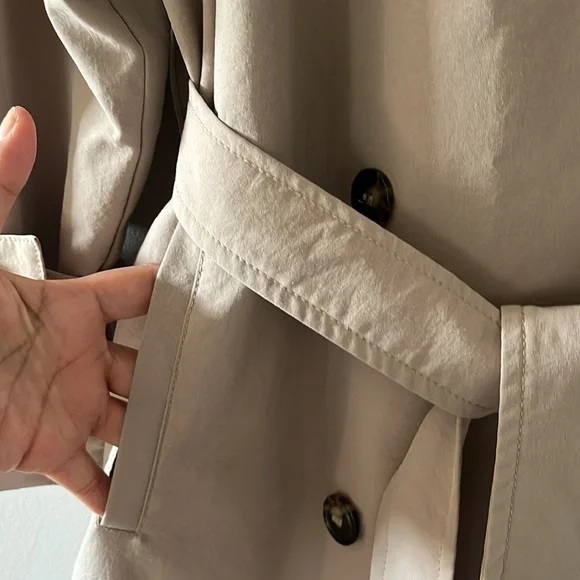 H&M Double Breasted Trench Coat Oversized Sz Small Beige Color - Picture 12 of 16